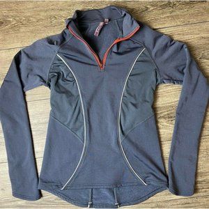 SWEATY BETTY Women's 1/4 Zip Low Pile Fleece Pullover Top Thumb Holes Gray XS